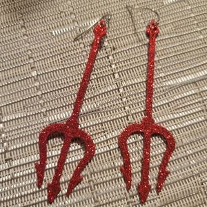 Sparkling Red Trident Earrings